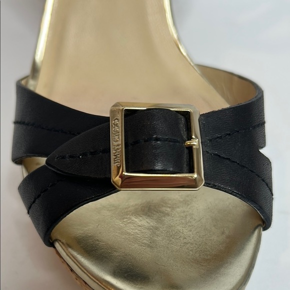 Jimmy Choo Gold, Black and Cream Platform Shoes with Cork Heel size 9.5 - Picture 10 of 12